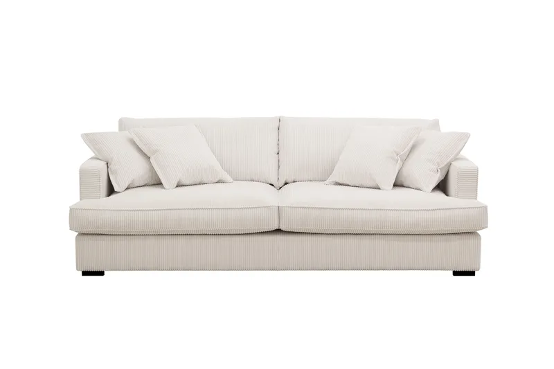 Rossita Lyx 2,5-seters ekstra dyp sofa i kordfløyel, Naturhvit