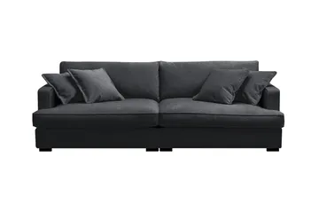 Rossita Lyx 3-seters ekstra dyp sofa i chenille - Trenza 01, Svart Chenille - Møbler - Sofaer - 3 seter sofa