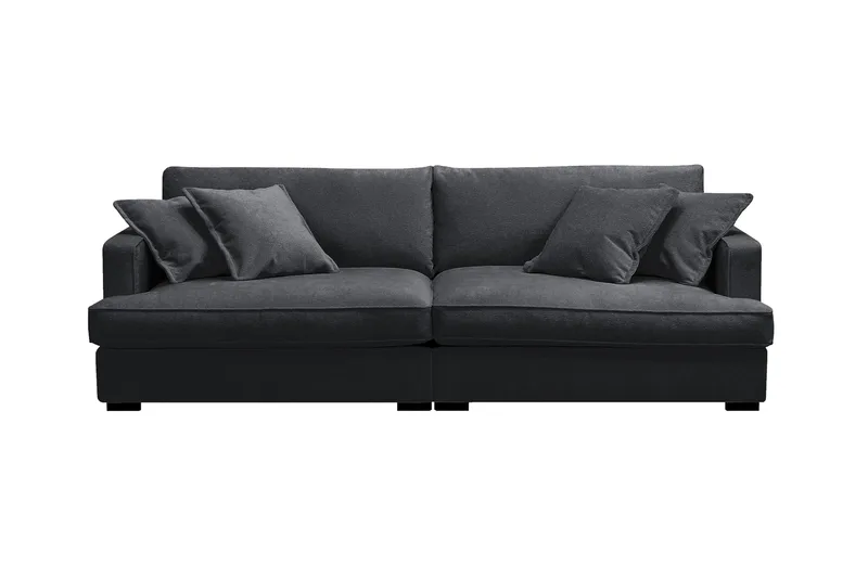 Rossita Lyx 3-seters ekstra dyp sofa i chenille - Trenza 01, Svart Chenille - Møbler - Sofaer - 3 seter sofa