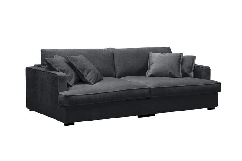 Rossita Lyx 3-seters ekstra dyp sofa i chenille - Trenza 01, Svart Chenille - Møbler - Sofaer - 3 seter sofa
