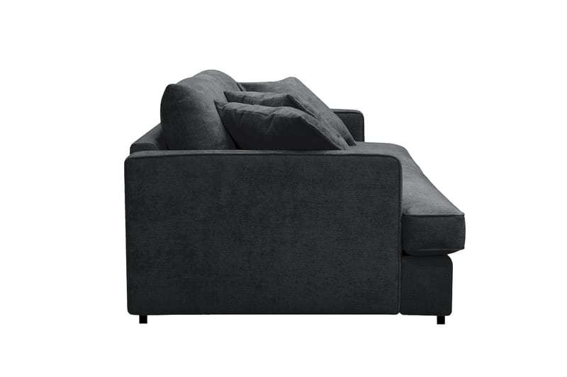 Rossita Lyx 3-seters ekstra dyp sofa i chenille - Trenza 01, Svart Chenille - Møbler - Sofaer - 3 seter sofa