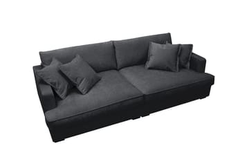 Rossita Lyx 3-seters ekstra dyp sofa i chenille - Trenza 01, Svart Chenille - Møbler - Sofaer - 3 seter sofa