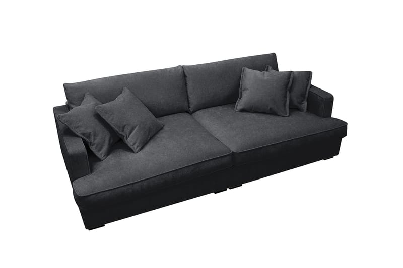 Rossita Lyx 3-seters ekstra dyp sofa i chenille - Trenza 01, Svart Chenille - Møbler - Sofaer - 3 seter sofa