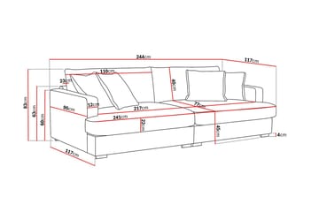 Rossita Lyx 3-seters ekstra dyp sofa i stoff - Beige - Møbler - Sofaer - 3 seter sofa