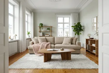 Rossita Lyx 3-seters ekstra dyp sofa i stoff - Lysebrun - Møbler - Sofaer - 3 seter sofa
