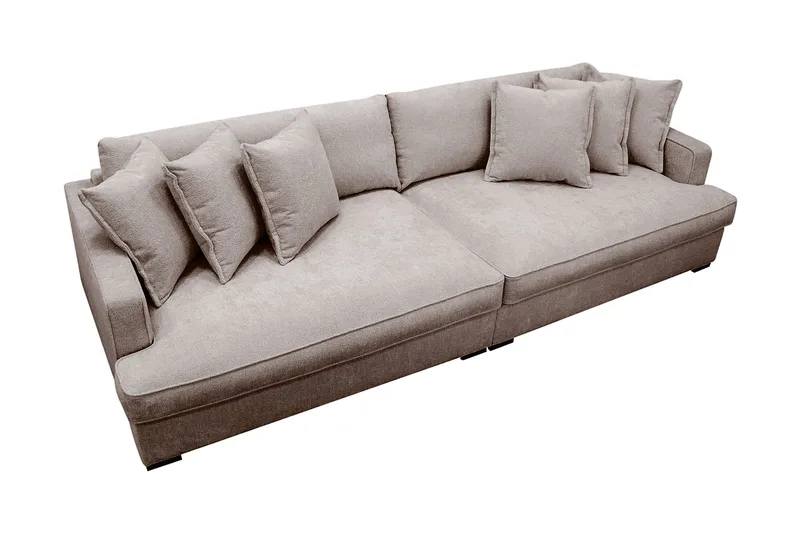Rossita Lyx 4-seters Ekstra Dyp Sofa i Chenille - Grå / Brun - Møbler - Sofaer - 4 seter sofa