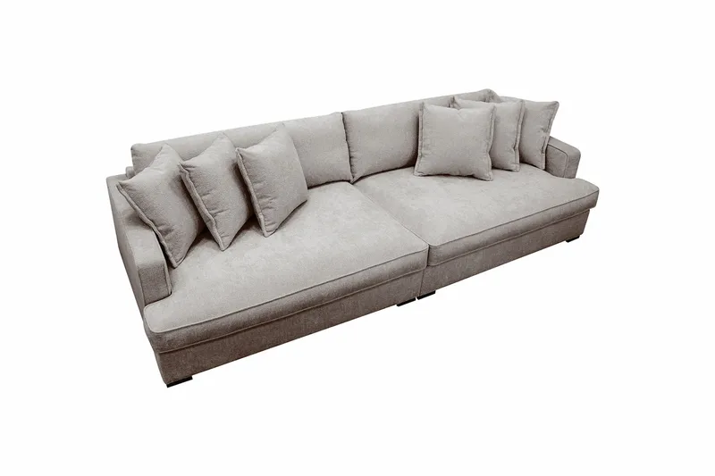 Rossita Lyx 4-seters Ekstra Dyp Sofa i Chenille - Grå / Brun - Møbler - Sofaer - 4 seter sofa