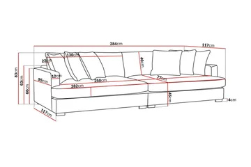 Rossita Lyx 4-seters Ekstra Dyp Sofa i Chenille - Grå / Brun - Møbler - Sofaer - 4 seter sofa
