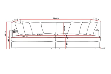 Rossita Lyx 4-seters Ekstra Dyp Sofa i Chenille - Grå - Møbler - Sofaer - 4 seter sofa