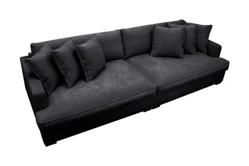 Rossita Lyx 4-seters Ekstra Dyp Sofa i Chenille - Trenza 01, Svart Chenille - Møbler - Sofaer - 4 seter sofa