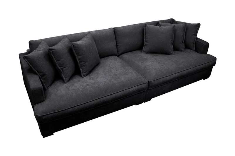 Rossita Lyx 4-seters Ekstra Dyp Sofa i Chenille - Trenza 01, Svart Chenille - Møbler - Sofaer - 4 seter sofa