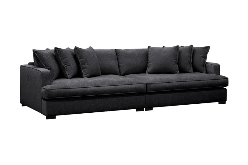 Rossita Lyx 4-seters Ekstra Dyp Sofa i Chenille - Trenza 01, Svart Chenille - Møbler - Sofaer - 4 seter sofa