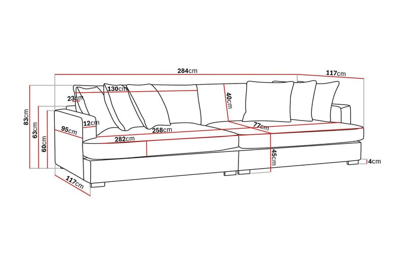 Rossita Lyx 4-seters Ekstra Dyp Sofa i Kordfløyel - Beige - Møbler - Sofaer - 4 seter sofa