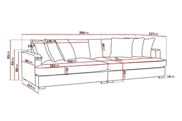 Rossita Lyx 4-seters Ekstra Dyp Sofa i Stoff - Beige - Møbler - Sofaer - 4 seter sofa