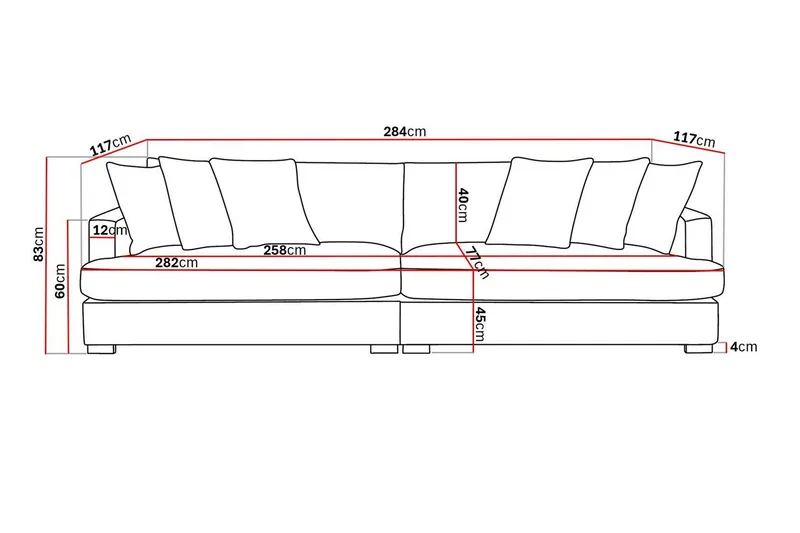 Rossita Lyx 4-seters Ekstra Dyp Sofa i Stoff - Beige - Møbler - Sofaer - 4 seter sofa