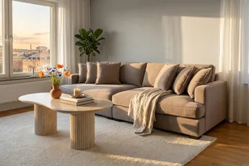 Rossita Lyx 4-seters Ekstra Dyp Sofa i Stoff - Brun - Møbler - Sofaer - 4 seter sofa