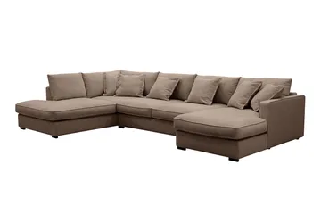 Rossita Lyx 5-seter Høyrevendt U-formet Ekstra dyp Sofa med Divan og Sjeselong i Stoff - Mørk brun - Møbler - Sofaer - U-sofa