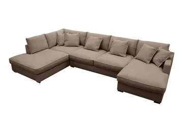 Rossita Lyx 5-seter Høyrevendt U-formet Ekstra dyp Sofa med Divan og Sjeselong i Stoff - Mørk brun - Møbler - Sofaer - U-sofa