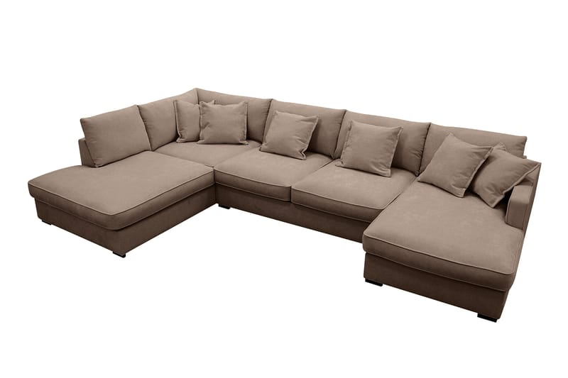 Rossita Lyx 5-seter Høyrevendt U-formet Ekstra dyp Sofa med Divan og Sjeselong i Stoff - Mørk brun - Møbler - Sofaer - U-sofa