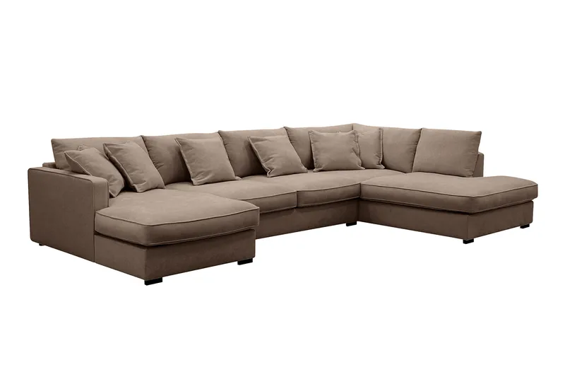 Rossita Lyx 5-seter Venstrevendt U-formet Ekstra dyp Sofa med Divan og Sjeselong i Stoff - Mørk brun - Møbler - Sofaer - U-sofa