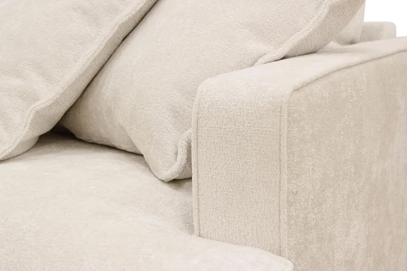 Rossita Lyx 5-seters høyrevendt U-formet ekstra dyp sofa med divan og sjeselong i chenille - Beige - Møbler - Sofaer - U-sofa