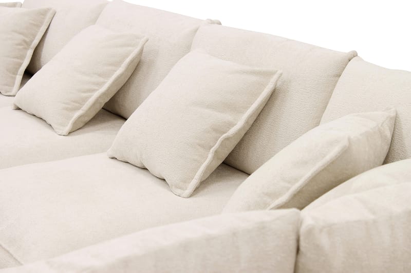 Rossita Lyx 5-seters høyrevendt U-formet ekstra dyp sofa med divan og sjeselong i chenille - Beige - Møbler - Sofaer - U-sofa