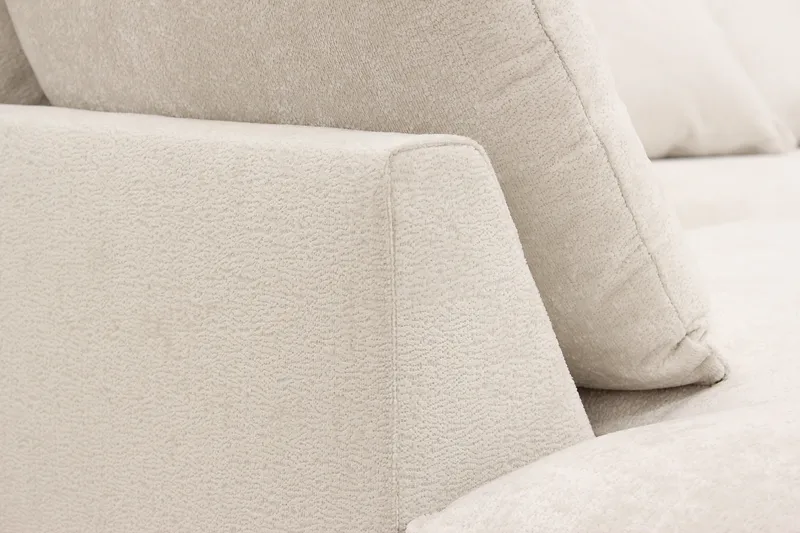 Rossita Lyx 5-seters høyrevendt U-formet ekstra dyp sofa med divan og sjeselong i chenille - Beige - Møbler - Sofaer - U-sofa