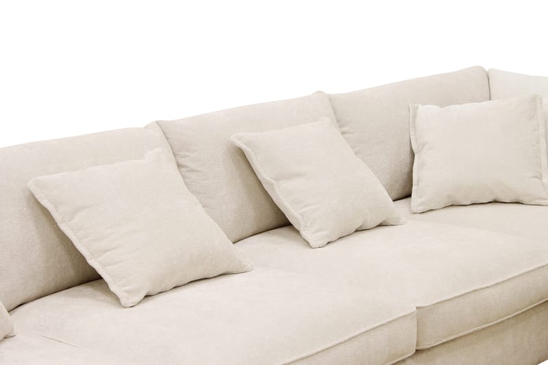 Rossita Lyx 5-seters høyrevendt U-formet ekstra dyp sofa med divan og sjeselong i chenille - Beige - Møbler - Sofaer - U-sofa