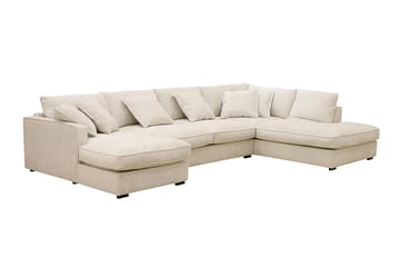Rossita Lyx 5-seters høyrevendt U-formet ekstra dyp sofa med divan og sjeselong i chenille - Beige - Møbler - Sofaer - U-sofa