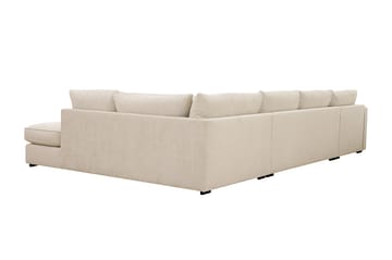 Rossita Lyx 5-seters høyrevendt U-formet ekstra dyp sofa med divan og sjeselong i chenille - Beige - Møbler - Sofaer - U-sofa