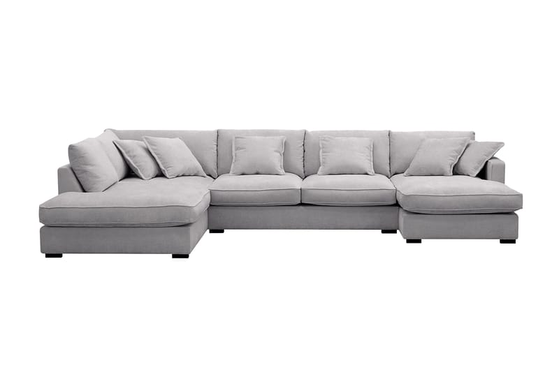 Rossita Lyx 5-seters høyrevendt U-formet ekstra dyp sofa med divan og sjeselong i chenille, Grå