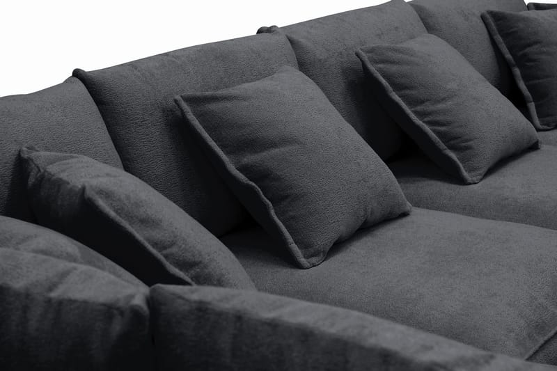Rossita Lyx 5-seters høyrevendt U-formet ekstra dyp sofa med divan og sjeselong i chenille - Svart - Møbler - Sofaer - U-sofa
