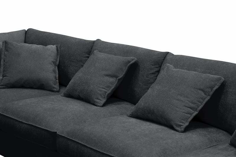 Rossita Lyx 5-seters høyrevendt U-formet ekstra dyp sofa med divan og sjeselong i chenille - Svart - Møbler - Sofaer - U-sofa