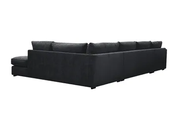 Rossita Lyx 5-seters høyrevendt U-formet ekstra dyp sofa med divan og sjeselong i chenille - Trenza 01, Svart Chenille - Møbler - Sofaer - U-sofa