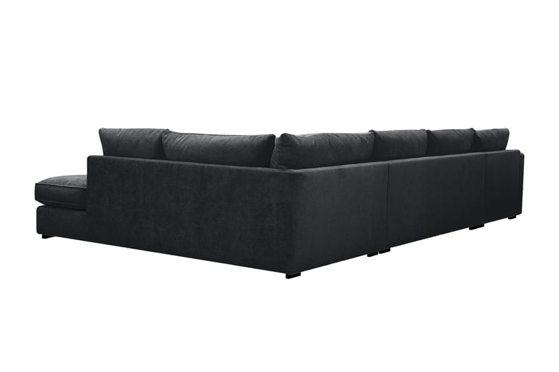 Rossita Lyx 5-seters høyrevendt U-formet ekstra dyp sofa med divan og sjeselong i chenille - Trenza 01, Svart Chenille - Møbler - Sofaer - U-sofa