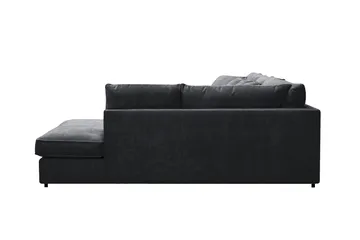 Rossita Lyx 5-seters høyrevendt U-formet ekstra dyp sofa med divan og sjeselong i chenille - Trenza 01, Svart Chenille - Møbler - Sofaer - U-sofa