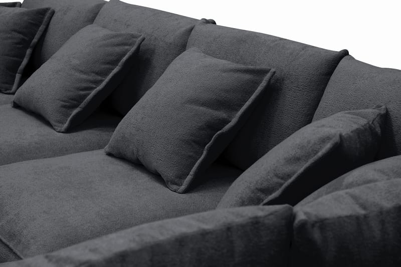 Rossita Lyx 5-seters høyrevendt U-formet ekstra dyp sofa med divan og sjeselong i chenille - Trenza 01, Svart Chenille - Møbler - Sofaer - U-sofa