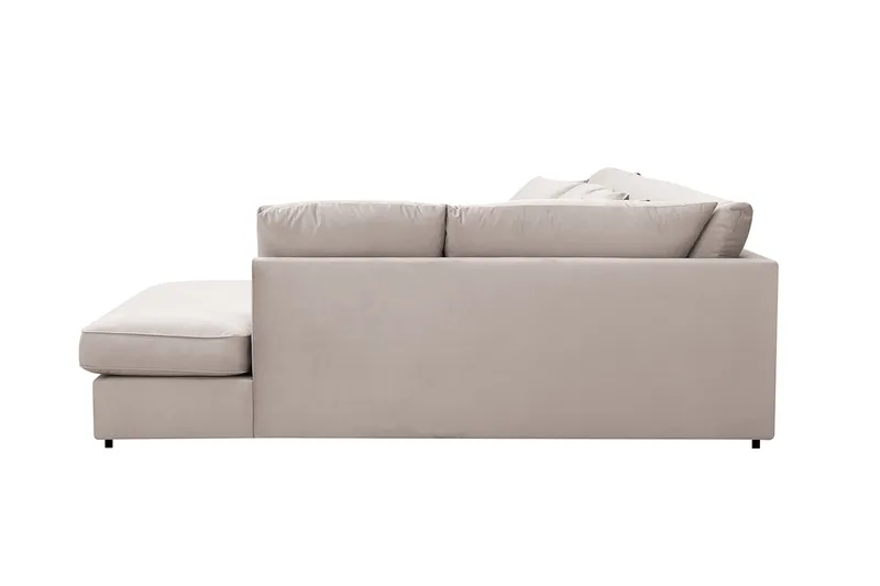 Rossita Lyx 5-seters høyrevendt U-formet ekstra dyp sofa med divan og sjeselong i fløyel - Beige - Møbler - Sofaer - Fløyelssofaer