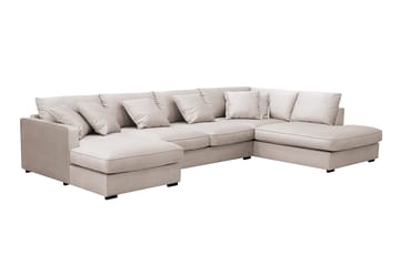 Rossita Lyx 5-seters høyrevendt U-formet ekstra dyp sofa med divan og sjeselong i fløyel - Beige - Møbler - Sofaer - Fløyelssofaer