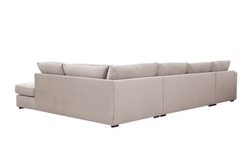 Rossita Lyx 5-seters høyrevendt U-formet ekstra dyp sofa med divan og sjeselong i fløyel - Beige - Møbler - Sofaer - Fløyelssofaer