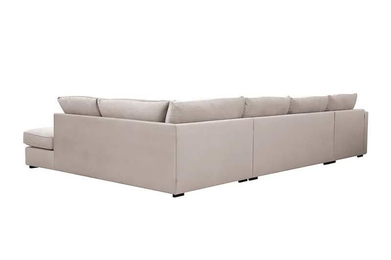 Rossita Lyx 5-seters høyrevendt U-formet ekstra dyp sofa med divan og sjeselong i fløyel - Beige - Møbler - Sofaer - Fløyelssofaer