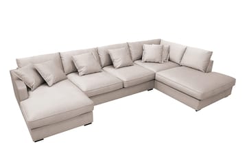 Rossita Lyx 5-seters høyrevendt U-formet ekstra dyp sofa med divan og sjeselong i fløyel - Beige - Møbler - Sofaer - Fløyelssofaer