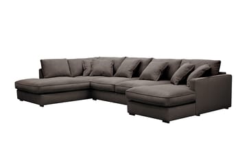 Rossita Lyx 5-seters høyrevendt U-formet ekstra dyp sofa med divan og sjeselong i manchester - Brun - Møbler - Sofaer - U-sofa