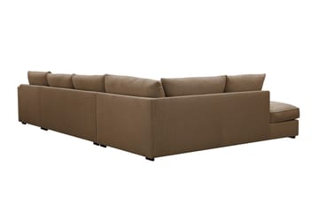 Rossita Lyx 5-seters høyrevendt U-formet ekstra dyp sofa med divan og sjeselong i manchester - Lysebrun - Møbler - Sofaer - U-sofa
