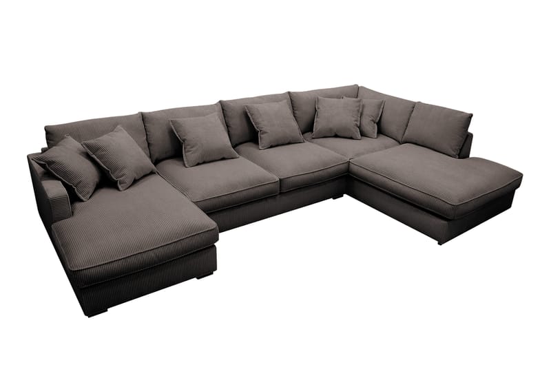 Rossita Lyx 5-seters høyrevendt U-formet ekstra dyp sofa med divan og sjeselong i manchester - Mørkegrå - Møbler - Sofaer - U-sofa