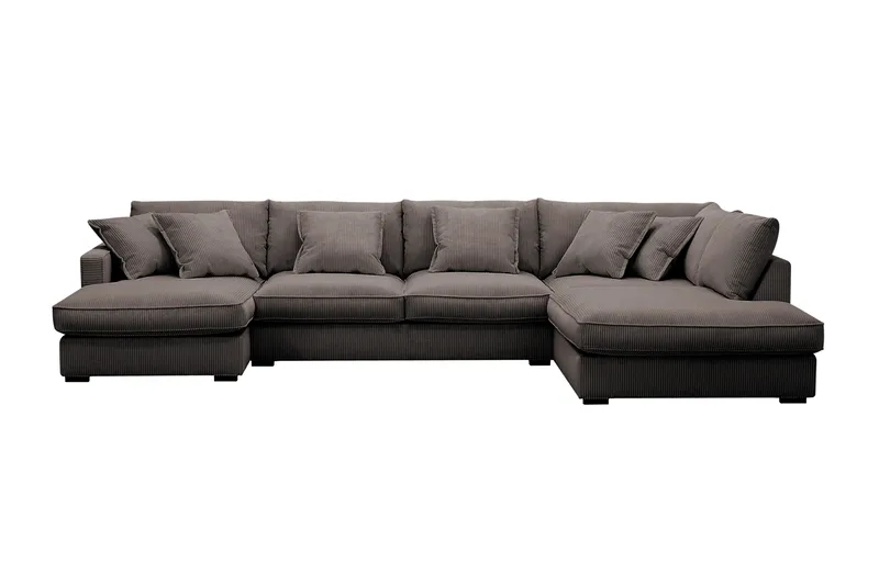 Rossita Lyx 5-seters høyrevendt U-formet ekstra dyp sofa med divan og sjeselong i manchester, Mørkegrå
