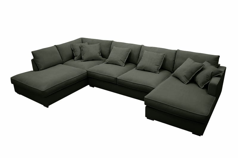 Rossita Lyx 5-seters høyrevendt U-formet ekstra dyp sofa med divan og sjeselong i manchester - Mørkegrønn - Møbler - Sofaer - U-sofa