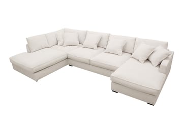 Rossita Lyx 5-seters høyrevendt U-formet ekstra dyp sofa med divan og sjeselong i manchester - Naturhvit - Møbler - Sofaer - U-sofa