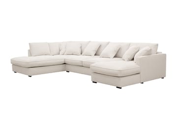Rossita Lyx 5-seters høyrevendt U-formet ekstra dyp sofa med divan og sjeselong i manchester - Naturhvit - Møbler - Sofaer - U-sofa