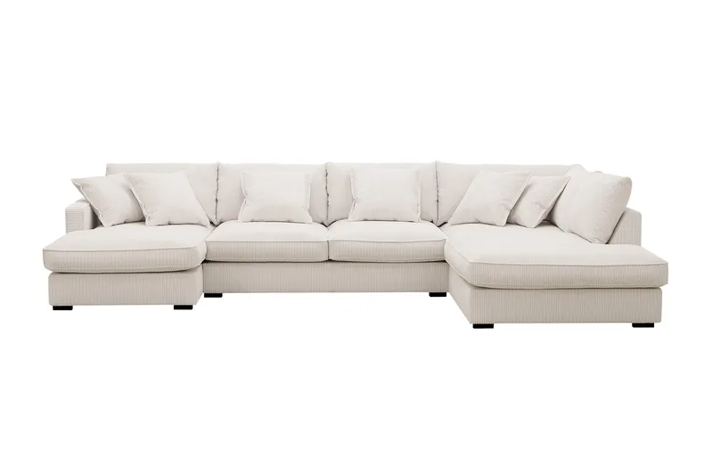 Rossita Lyx 5-seters høyrevendt U-formet ekstra dyp sofa med divan og sjeselong i manchester, Offwhite